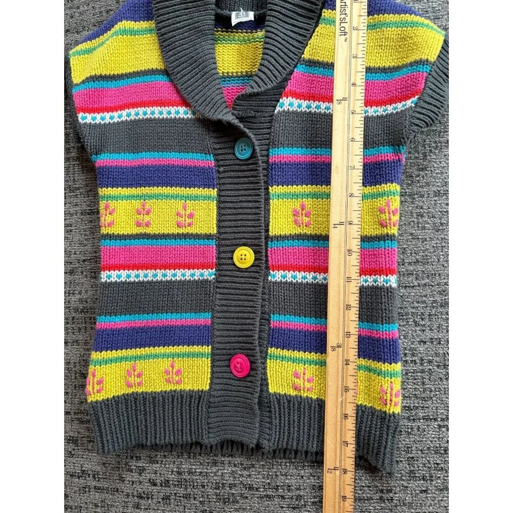 Carters  Toddler Knit Sweater Vest By 3T With Stripes &‎ Embroidered Flowers
